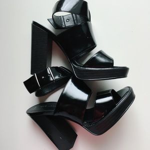 New Look Black Caged PU Leather Platform Heels